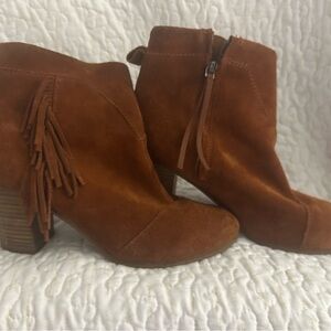 Toms Suede Fringe Ankle Boots - Brown